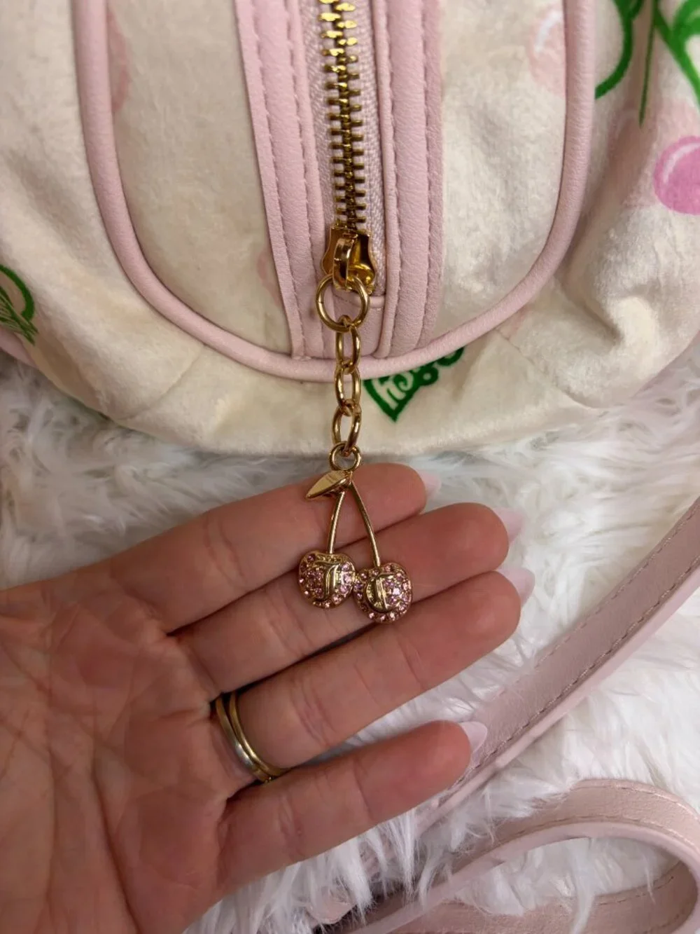 Juicy Couture Retro Cherry Gelato Bowler Bag Pink Cherry Crossbody Purse NWT